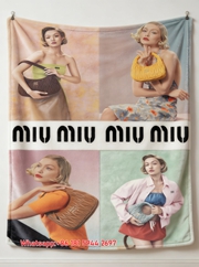 Miumiu Multicolor Retro Flannel Sofa Throw Blanket – Printed Bag Collage Design IMG_0561